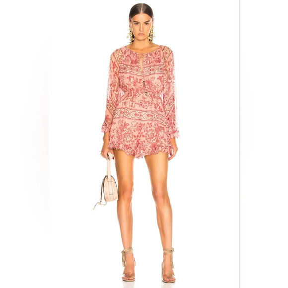 Zimmermann Castile Flared Sleeve Playsuit Size 1/Small 100% Silk $640 - Picture 2 of 12